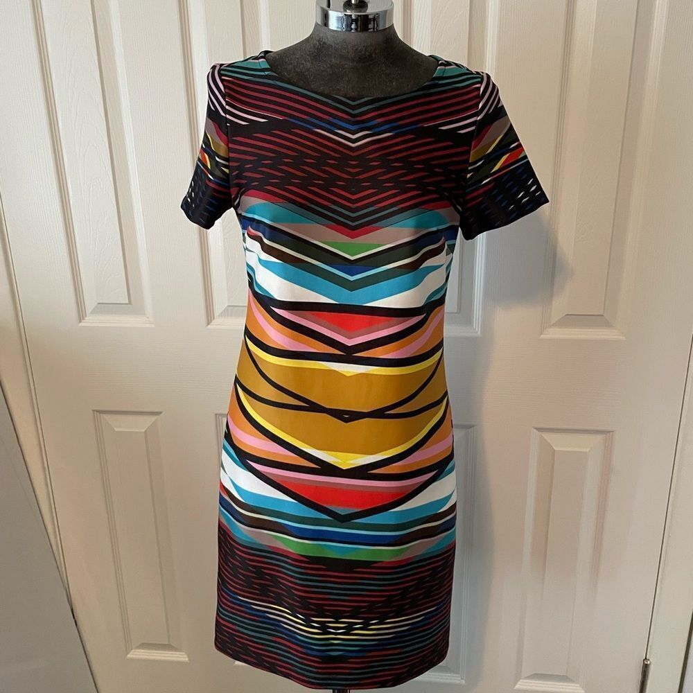 Maia Striped Jewel Tones Sheath Dress Size 2